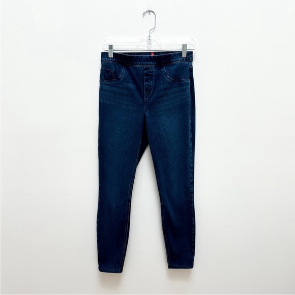 $148 SPANX Jeanish Leggings premium denim flatterfit indigo 27” inseam small - Picture 7 of 16